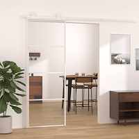 vidaXL Skjutdörr ESG-glas och aluminium 76x205 cm vit