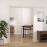 vidaXL Skjutdörr frostat ESG-glas och aluminium 76x205 cm vit