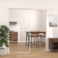 vidaXL Skjutdörr ESG-glas och aluminium 102,5x205 cm vit