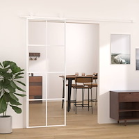 vidaXL Skjutdörr ESG-glas och aluminium 76x205 cm vit