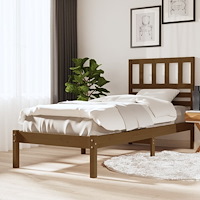 vidaXL Sängram honungsbrun massiv furu 100x200 cm enkelsäng