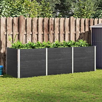 vidaXL Odlingslåda upphöjd 300x100x91 cm WPC grå