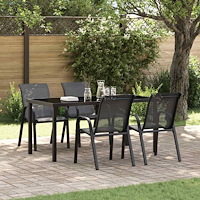 vidaXL Stapelbara trädgårdsstolar 4 st svart textilentyg