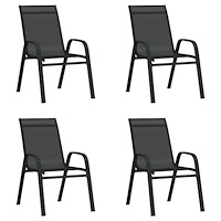 vidaXL Stapelbara trädgårdsstolar 4 st svart textilentyg