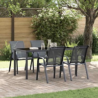 vidaXL Stapelbara trädgårdsstolar 4 st grå textilentyg