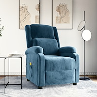 vidaXL Massagefåtölj blå sammet