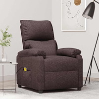 vidaXL Massagefåtölj mörkbrun tyg