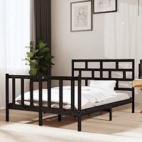 vidaXL Sängram svart massiv furu 135x190 cm