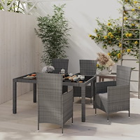 vidaXL Matgrupp för trädgården med dynor 5 delar konstrotting grå