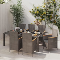 vidaXL Matgrupp för trädgården med dynor 7 delar konstrotting svart