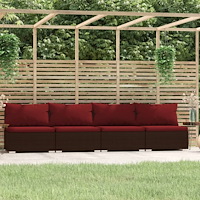 vidaXL Soffa 4-sits med dynor konstrotting brun