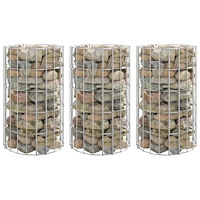 vidaXL Planteringsgabion 3 st upphöjd rund galvaniserat stål Ø30x50 cm