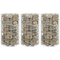 vidaXL Planteringsgabion 3 st upphöjd rund galvaniserat stål Ø30x50 cm