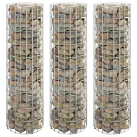 vidaXL Planteringsgabion 3 st upphöjd rund galvaniserat stål Ø30x100cm