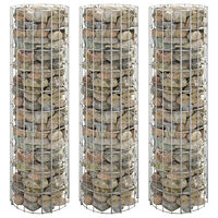 vidaXL Planteringsgabion 3 st upphöjd rund galvaniserat stål Ø30x100cm