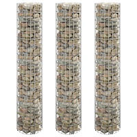 vidaXL Planteringsgabion 3 st upphöjd rund galvaniserat stål Ø30x150cm