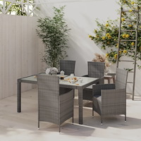 vidaXL Matgrupp för trädgården med dynor 5 delar konstrotting grå