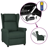 vidaXL Elektrisk reclinerfåtölj mörkgrön tyg
