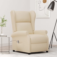 vidaXL Elektrisk reclinerfåtölj gräddvit tyg