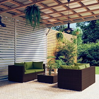 vidaXL Loungegrupp med dynor 5 delar konstrotting brun