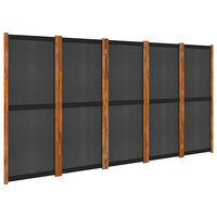 vidaXL Rumsavdelare 5 paneler svart 350x180 cm