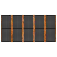vidaXL Rumsavdelare 5 paneler svart 350x180 cm