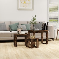 vidaXL Satsbord 3 st rökfärgad ek konstruerat trä