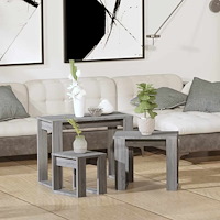 vidaXL Satsbord 3 st grå sonoma konstruerat trä