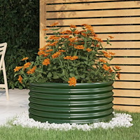 vidaXL Odlingslåda galvaniserat stål 80x80x36 cm grön