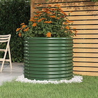 vidaXL Odlingslåda galvaniserat stål 80x80x68 cm grön