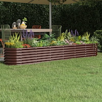 vidaXL Odlingslåda galvaniserat stål 260x40x36 cm brun