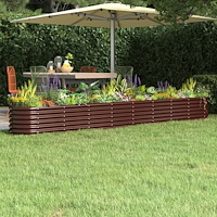 vidaXL Odlingslåda galvaniserat stål 332x40x36 cm brun