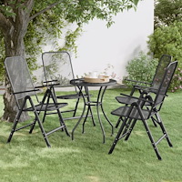 vidaXL Hopfällbara trädgårdsstolar 4 st sträckmetall antracit