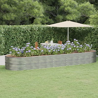 vidaXL Odlingslåda pulverlackerat stål 510x140x68 cm silver