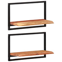 vidaXL Vägghyllor 2 st 60x25x35 cm massivt akaciaträ och stål