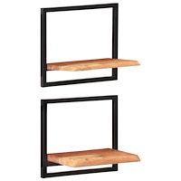 vidaXL Vägghyllor 2 st 40x24x35 cm massivt akaciaträ och stål