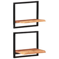 vidaXL Vägghyllor 2 st 40x24x35 cm massivt akaciaträ och stål