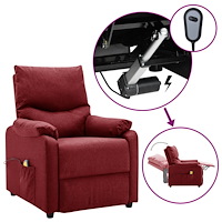 vidaXL Elektrisk massagefåtölj vinröd tyg
