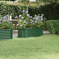 vidaXL Odlingslåda galvaniserat stål 114x40x36 cm grön
