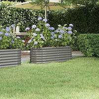 vidaXL Odlingslåda galvaniserat stål 114x40x36 cm grå