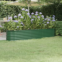vidaXL Odlingslåda galvaniserat stål 224x40x36 cm grön
