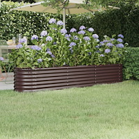 vidaXL Odlingslåda galvaniserat stål 224x40x36 cm brun