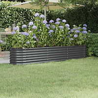 vidaXL Odlingslåda galvaniserat stål 224x40x36 cm antracit