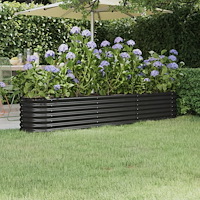 vidaXL Odlingslåda pulverlackerat stål 224x40x36 cm antracit