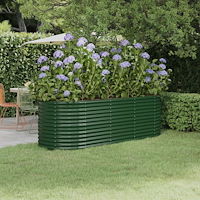 vidaXL Odlingslåda galvaniserat stål 224x80x68 cm grön