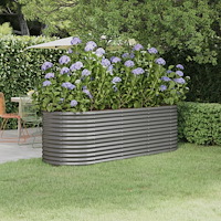 vidaXL Odlingslåda galvaniserat stål 224x80x68 cm grå