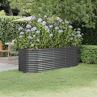 vidaXL Odlingslåda galvaniserat stål 224x80x68 cm antracit