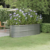 vidaXL Odlingslåda galvaniserat stål 224x80x68 cm silver