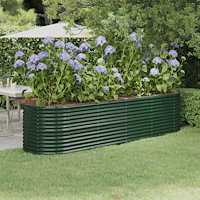 vidaXL Odlingslåda galvaniserat stål 296x80x68 cm grön