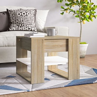 vidaXL Soffbord vit och sonoma-ek 55,5x55x45 cm konstruerat trä